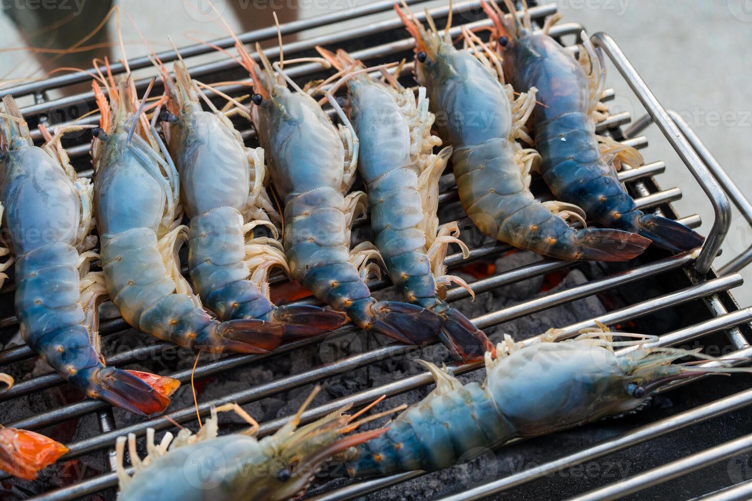 Thai river prawn grilled barbecue seafood photo