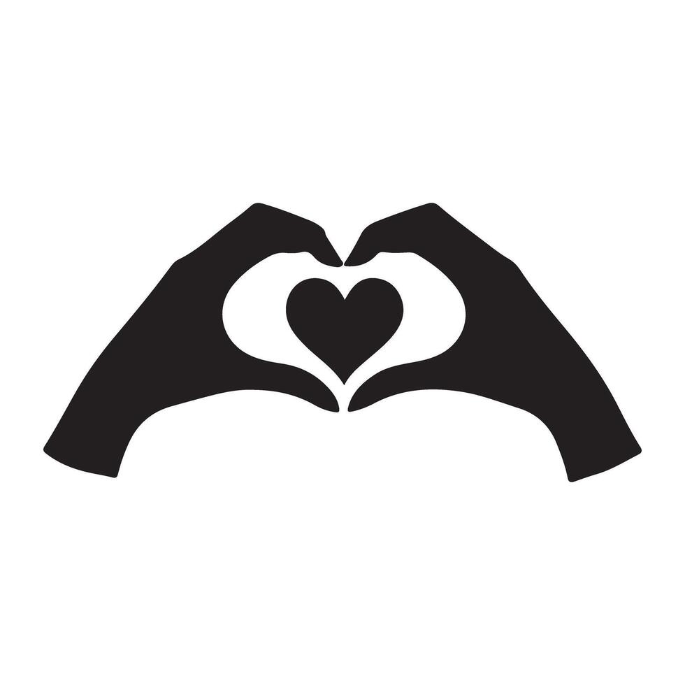 Simple Silhouette Illustration of Hands Forming Heart Shape vector
