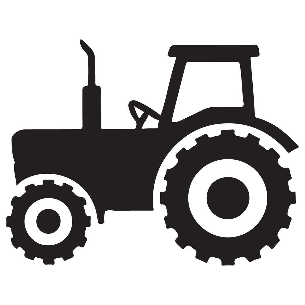 Classic Farm Tractor Silhouette Illustration vector