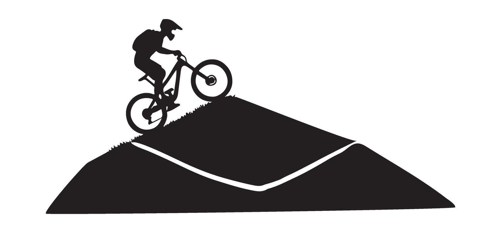 Mountain Biking Silhouette Illustration A Thrilling Downhill Ride vector