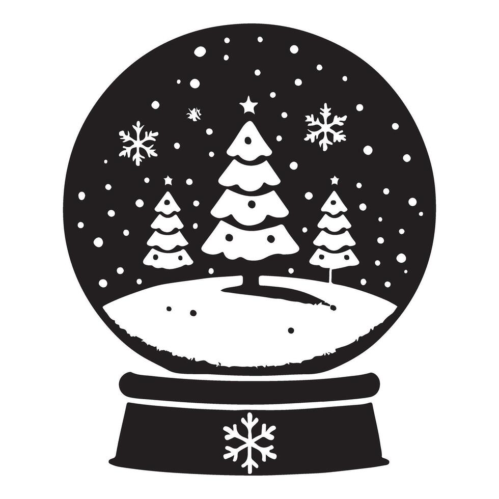 Silhouette of a Festive Christmas Snow Globe Scene vector