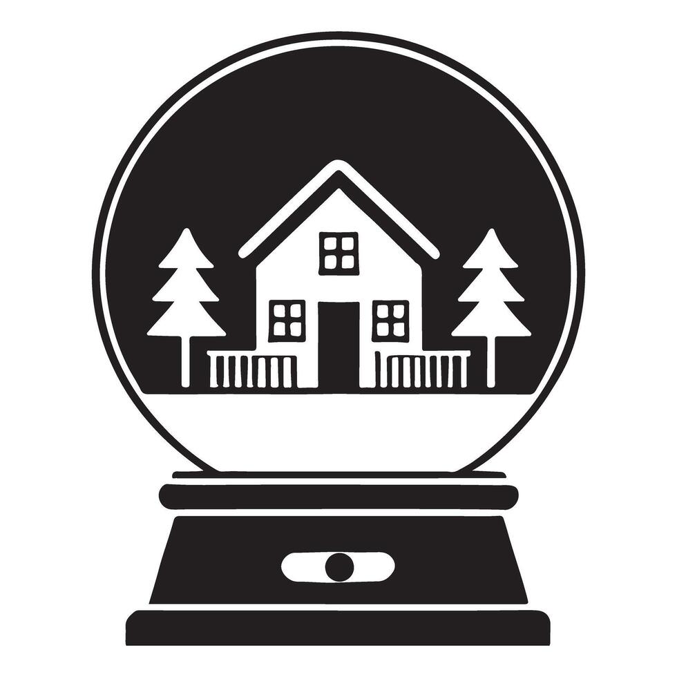 Charming Silhouette Illustration of a Snow Globe House vector