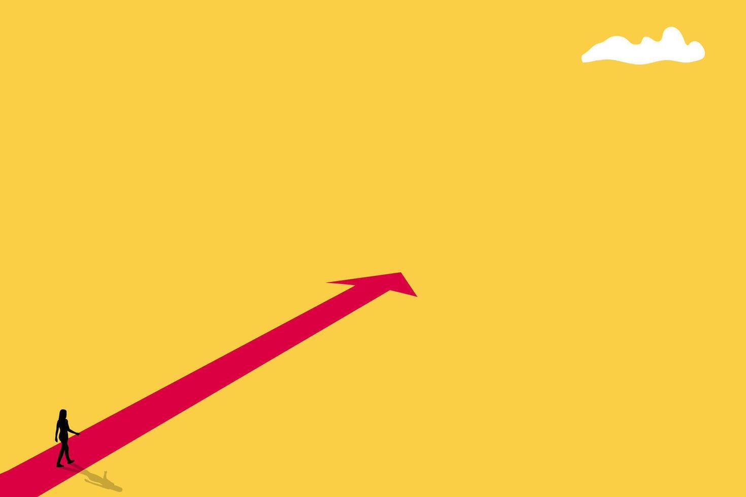 Business woman follow a path for business opportunities. visionary leadership different business routes. Symbol of ambition, motivation and long road ahead vector