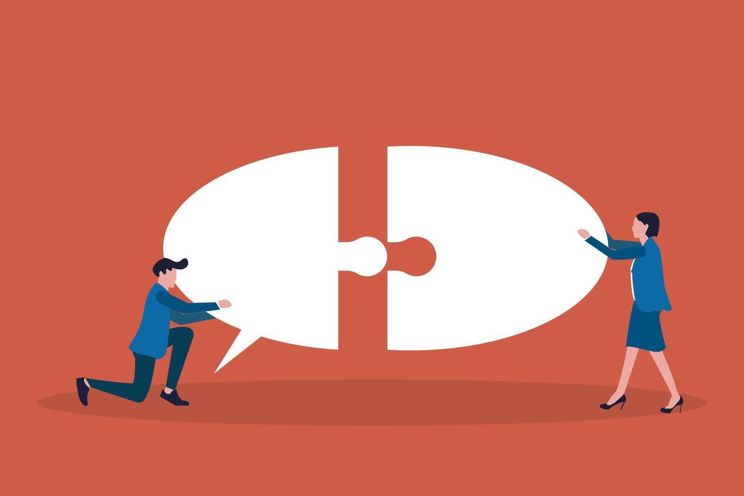 People discussion with puzzle pieces. concept of Business Team Brainstorm vector