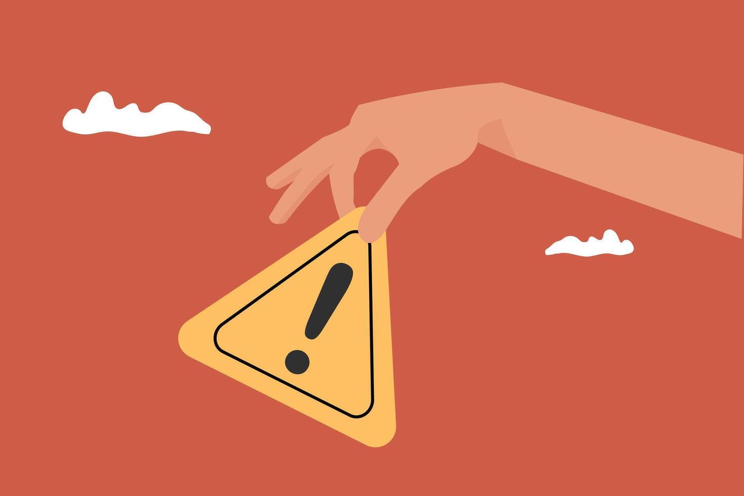 Hand holding exclamation sign. concept of announcement, attention or warning information, alert and beware vector