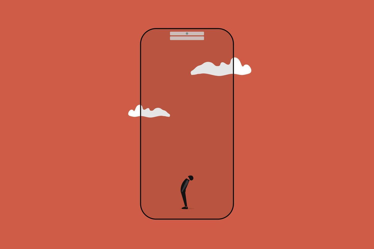 Businessman looking up the cloud. concept of career ,big ambition, success, growth and motivation vector