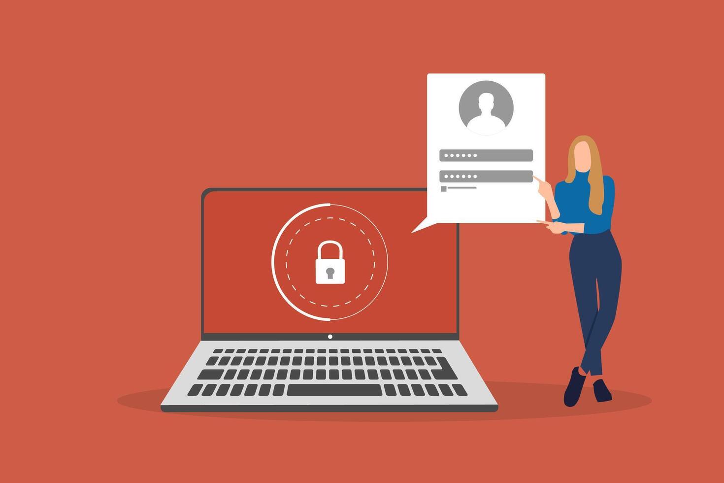 Account data protection and safety. concept of prevention and defense, security and protection, accessibility and password vector