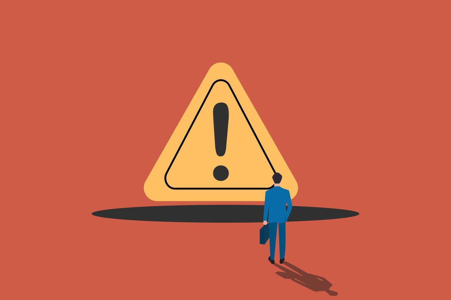 Businessman standing front of pitfalls to avoid mistake. concept of adversity and brave to jump pass mistake or business failure, skill and creativity to solve problem vector