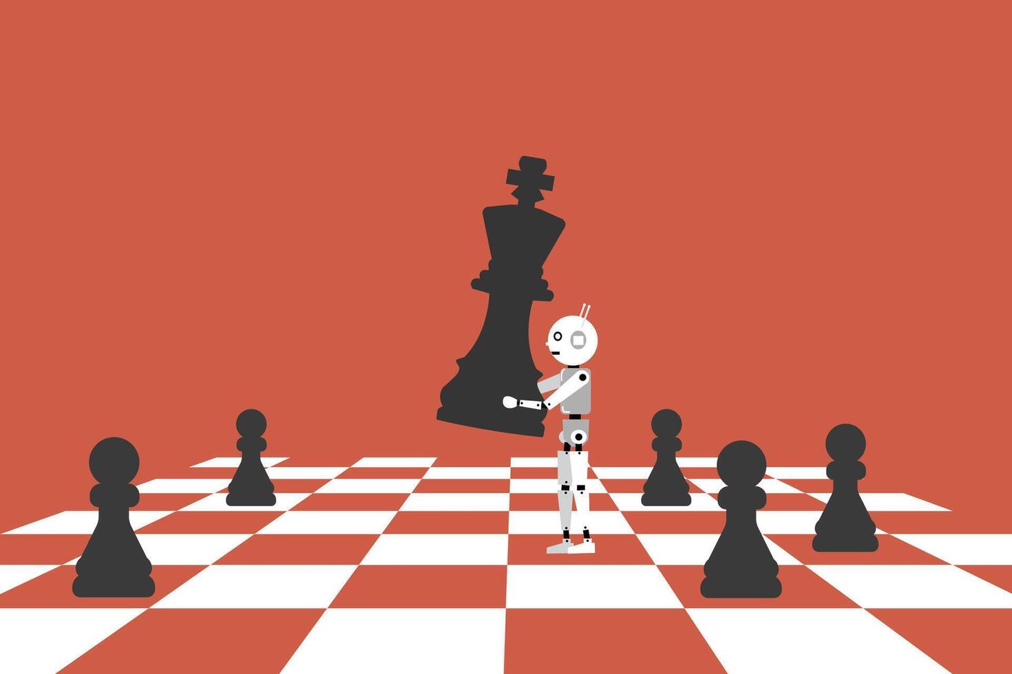 Robot move chess piece on board game. Business concept for machine learning , artificial intelligence and disruption vector