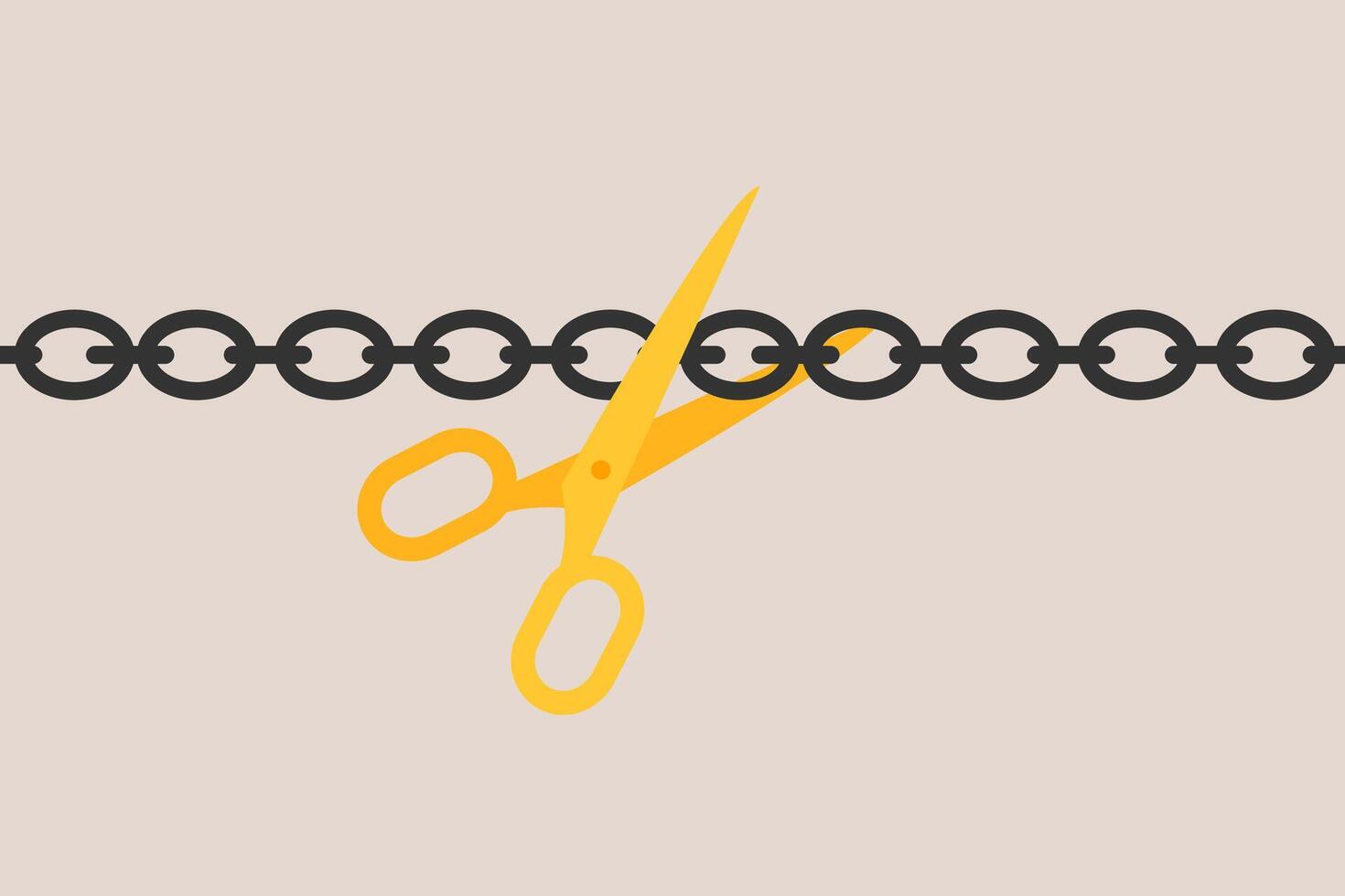Cut chains and get free. concept of right and freedom vector