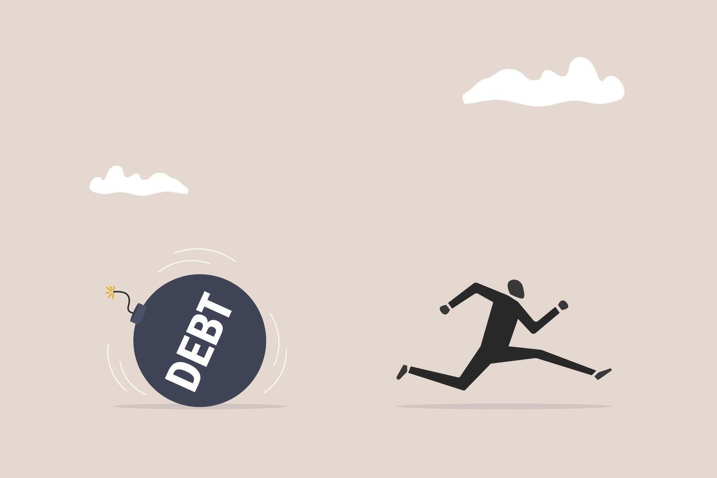 Businessman afraid from exploding percentage bomb. concept of Inflation or interest rate causing economic recession, tax or loan payment trouble, and stock market vector