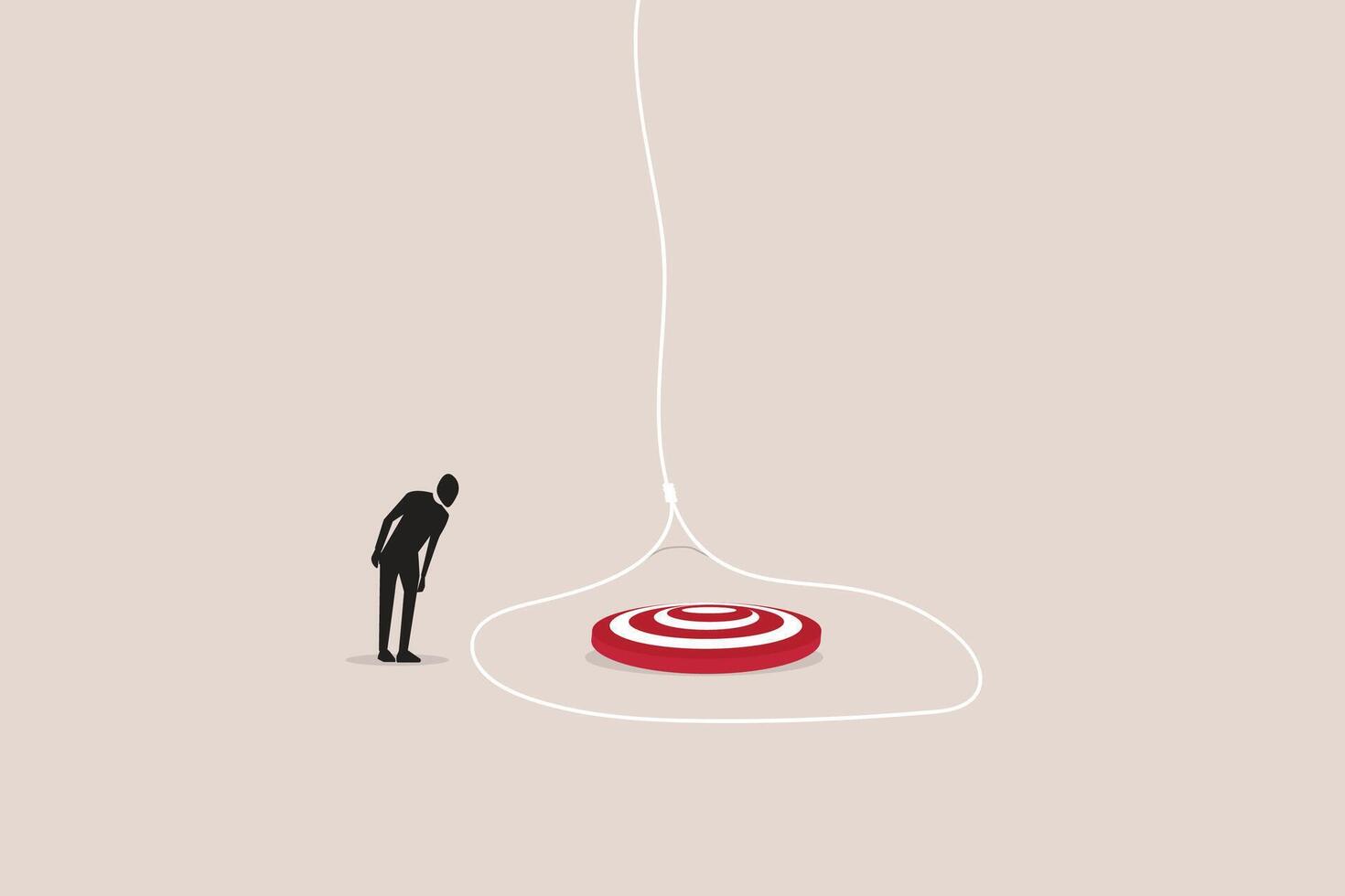 Busineessman looking target in trap. imprisonment, jail concept. Limitation of thinking concept. Locked, trapped creative idea vector