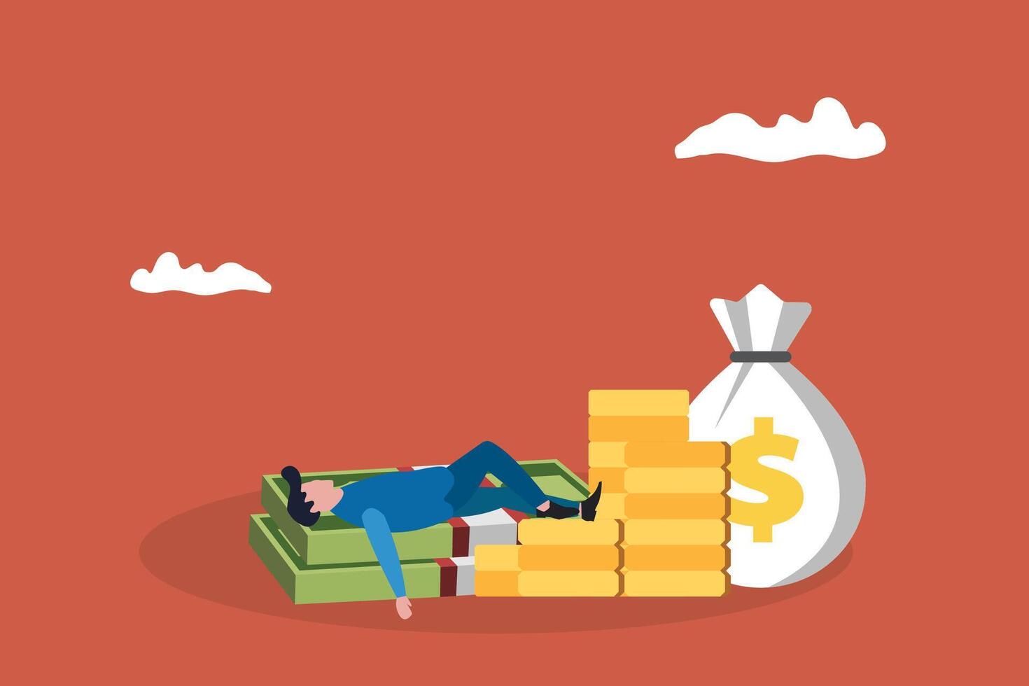 Businessman earn investment profit. concept of online shop, passive income, success and opportunity vector