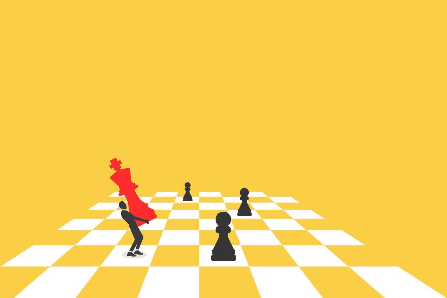 Businessman bringing on chess king. concept of Strategic planning, marketing analysis, tactic or strategy and target vector