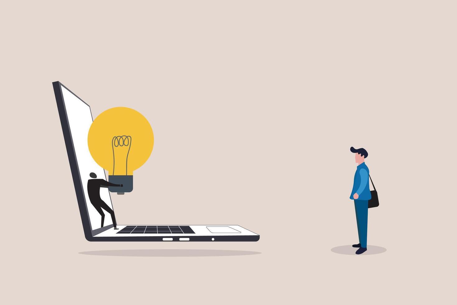 Lightbulb with computer laptop. concept of getting idea, Creativity, and inspiration vector
