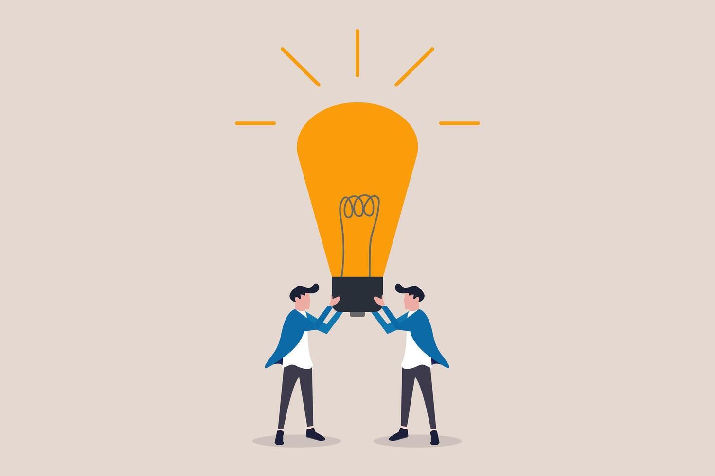 Businessman join or combine lightbulb idea for best result. concept of idea, synergy or collaborate to get solution, and teamwork vector