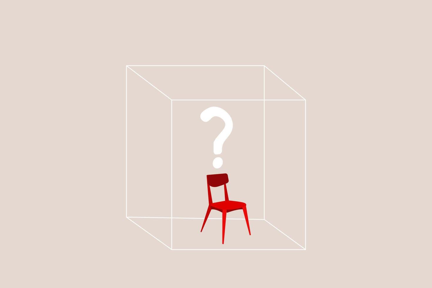 Red chair in the frame with a question mark. Symbol of vacancies, job offers, career development, job advertisement. Eps10 illustration vector