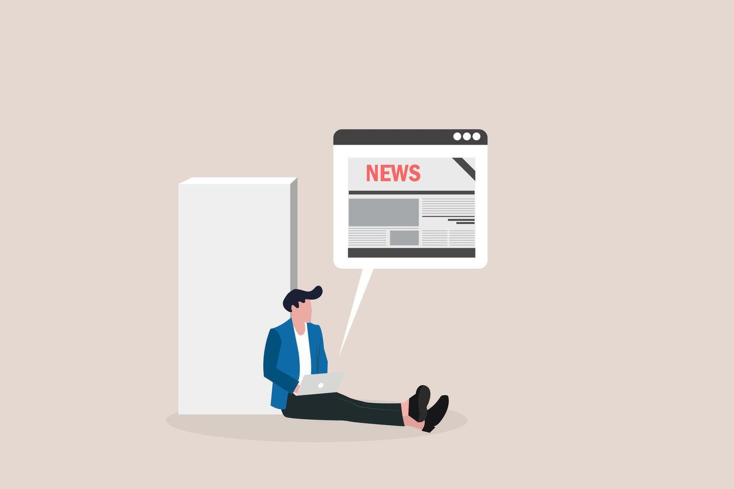 Businessman reading world news magazine on electronic device. concept of Newspaper or news paper on digital tablet or laptop vector