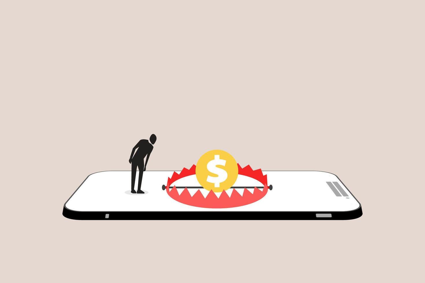 Businessman look i money pitfall or mouse trap with big money dollar sign bait. concept of Financial money trap, risk in investment, ponzi scheme or business pitfall vector
