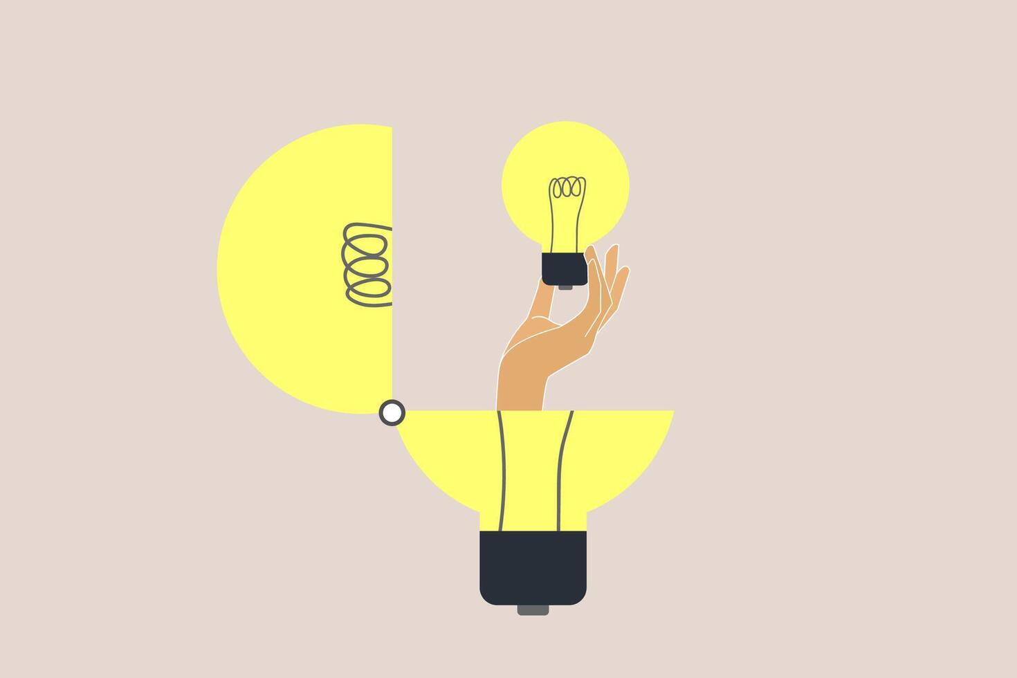 Hand find idea from lightbulb. concept of solution, best result or outcome, search new innovation, opportunity vector