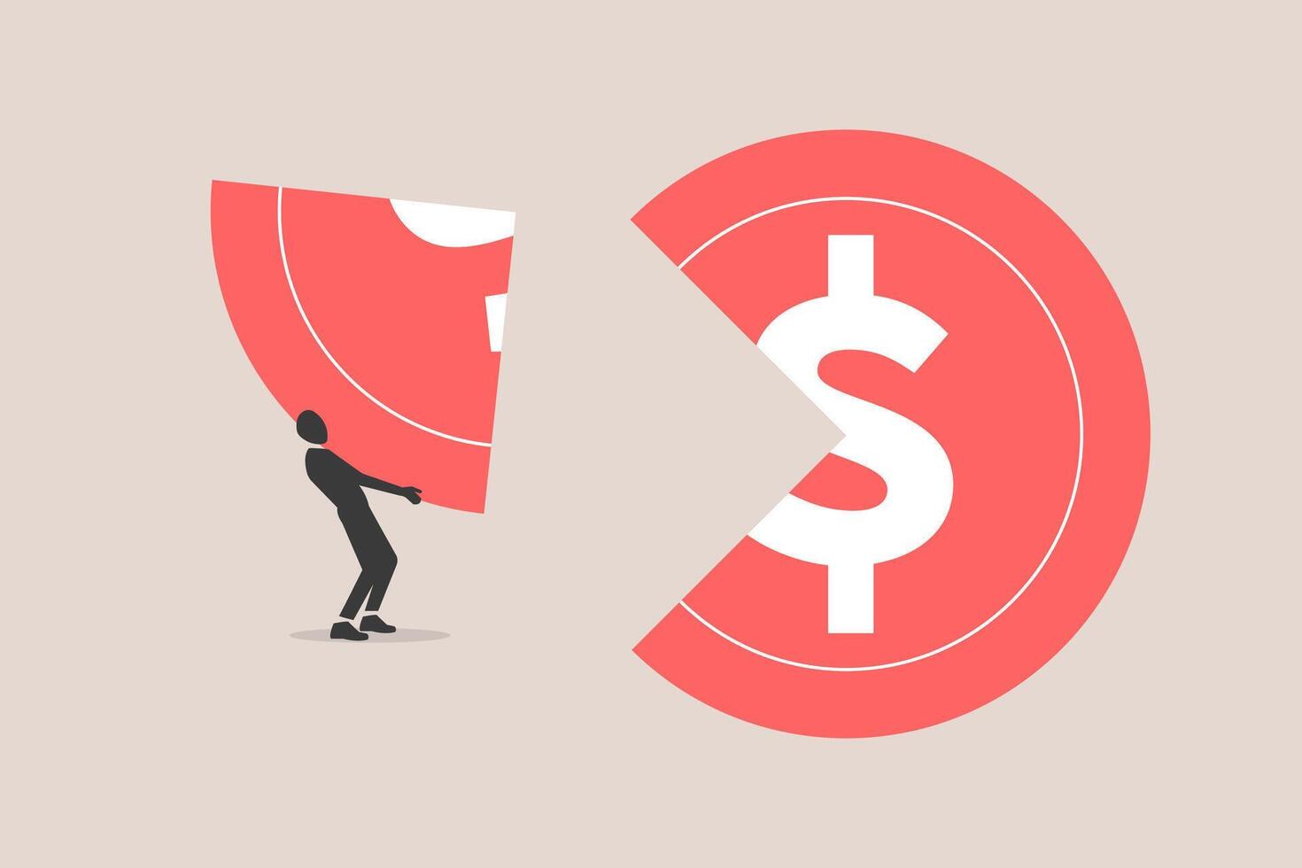 Businessman bring arrange pie chart as rebalancing investment portfolio to suitable for risk and return. concept of Investment asset allocation and rebalance vector