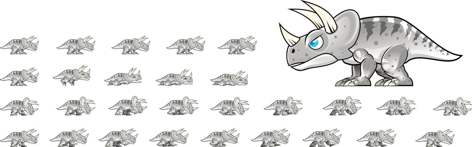 Triceratops Animated Dinosaur Game Character Sprite vector
