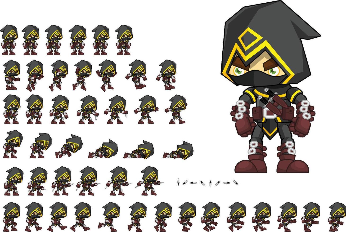 Assassin Rogue Fantasy RPG Animated Game Character Sprite vector