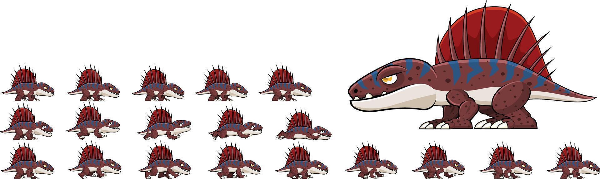 Giant Lizard Animated Dinosaur Game Character Sprite vector