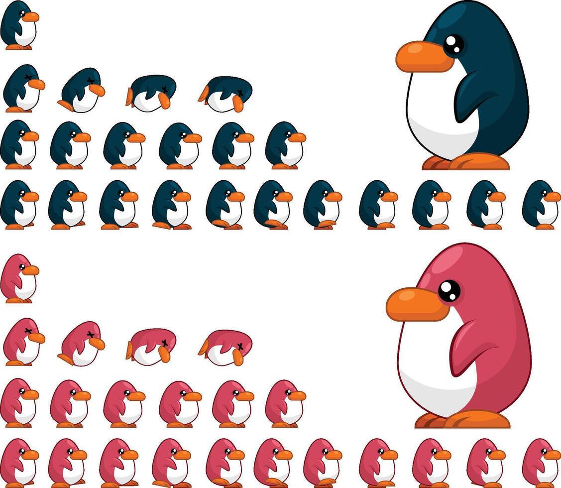 Penguin Ice Climber Animated Game Character Sprite vector