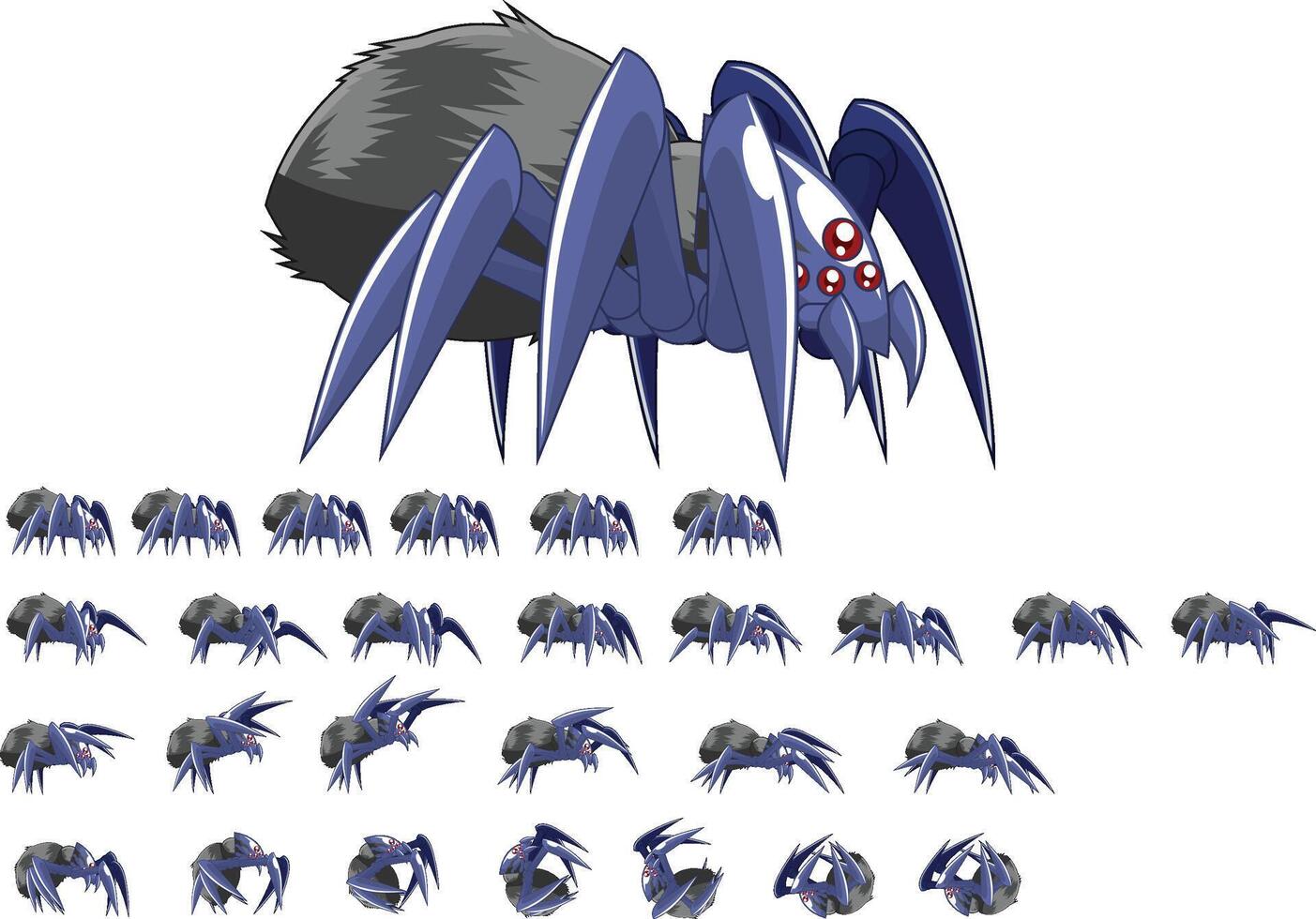 Giant Spider Monster Animated Game Character Sprite vector