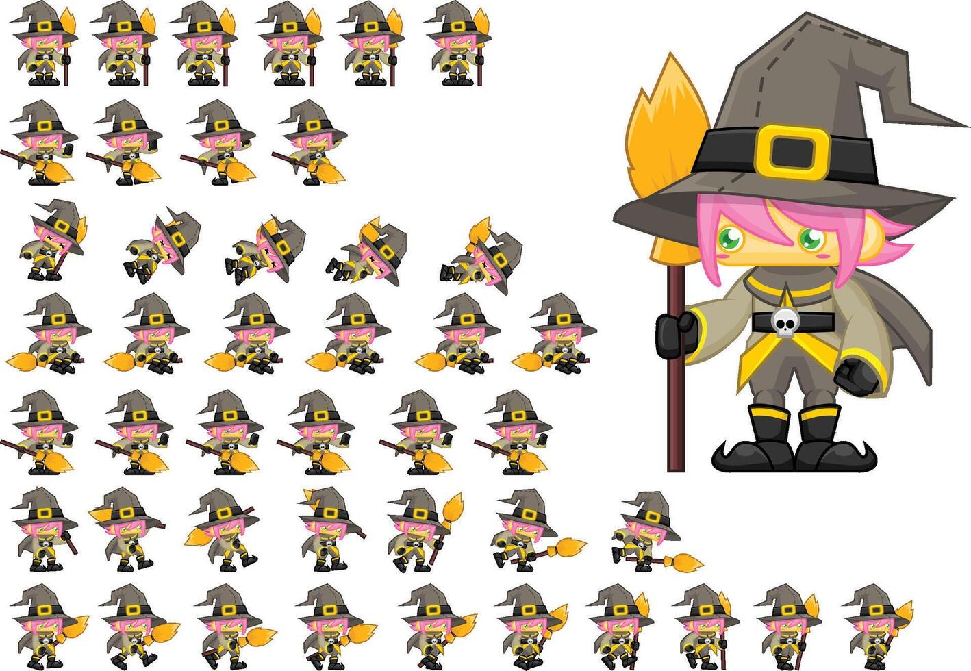 Witch Fantasy RPG Animated Game Character Sprite vector