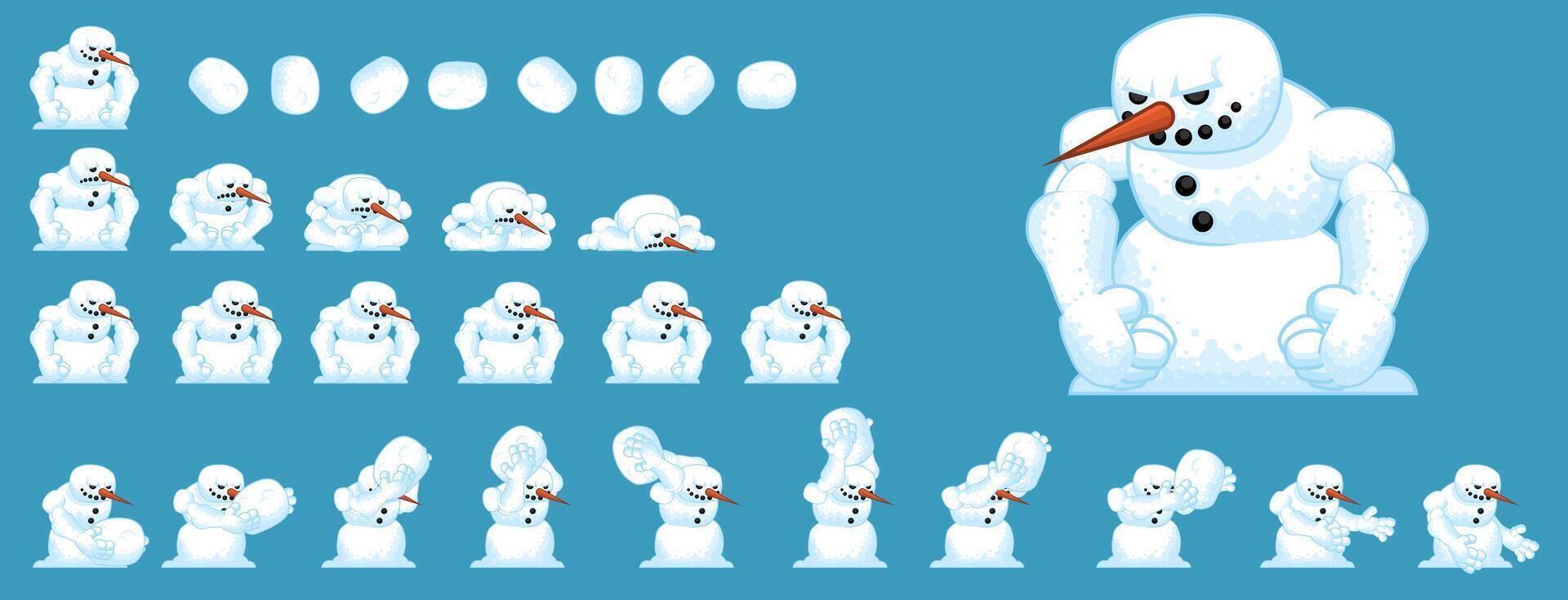 Snowman Ice Climber Animated Game Character Sprite vector