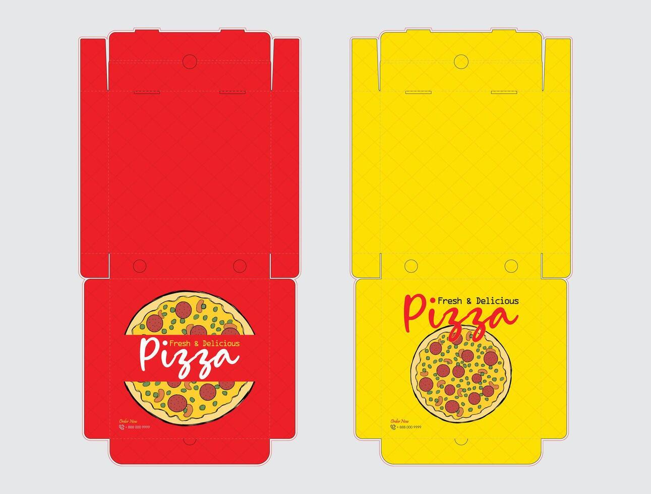 Pizza Box Design, Pizza Packaging, Restaurant Box Packaging Design vector