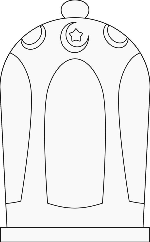 a black and white drawing of a lantern dome with a crescent and stars vector