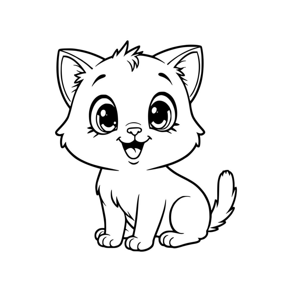A cute kitten coloring page vector