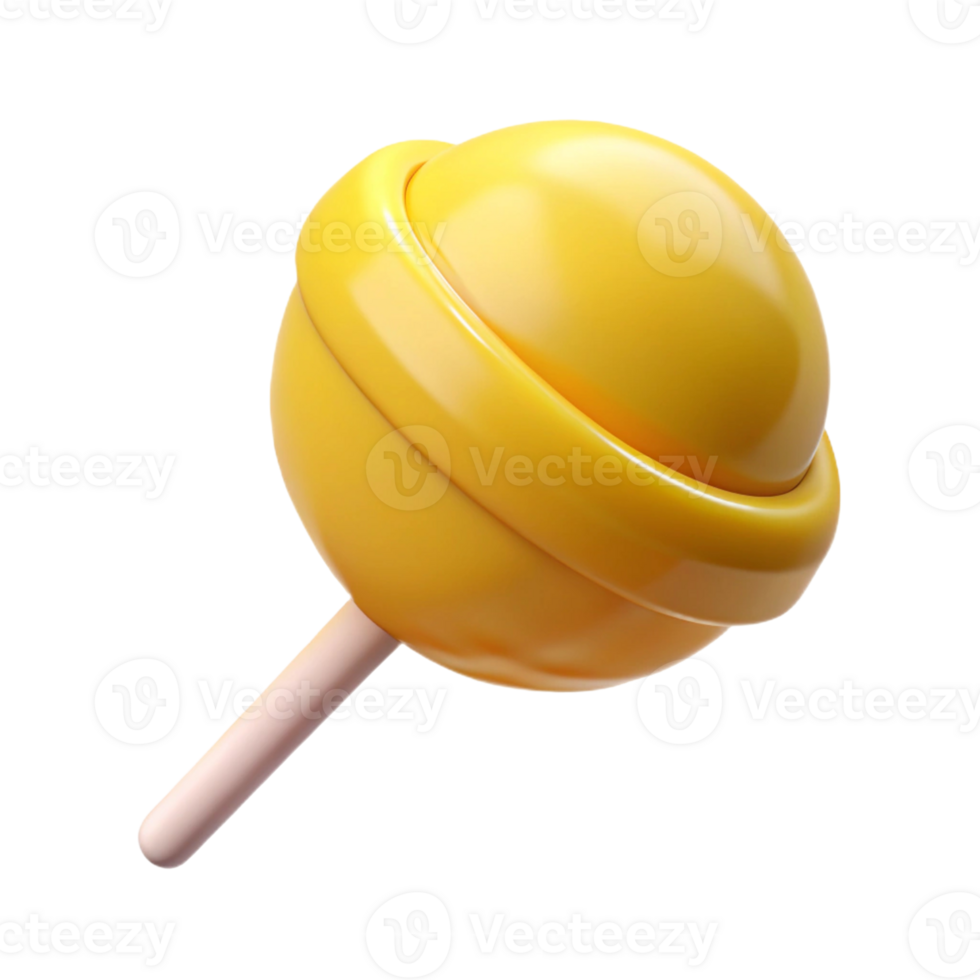 3D Render of a Yellow Lollipop on a Black png