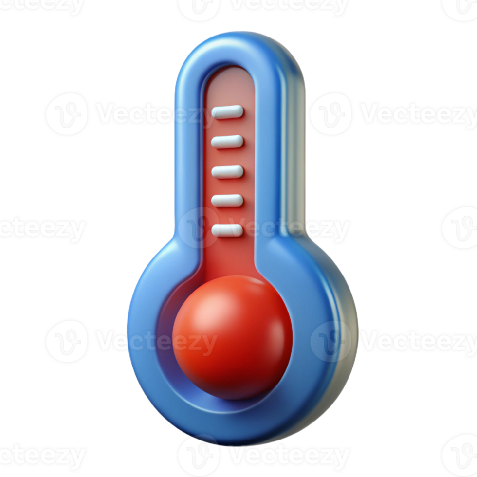 3D Render of a Cartoon Thermometer Showing png