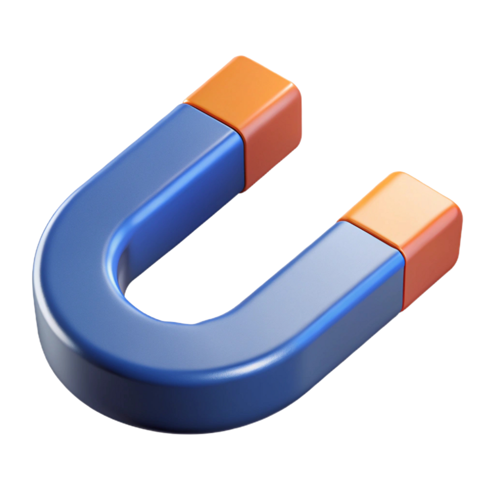 3D Render of a Blue horseshoe magnet png