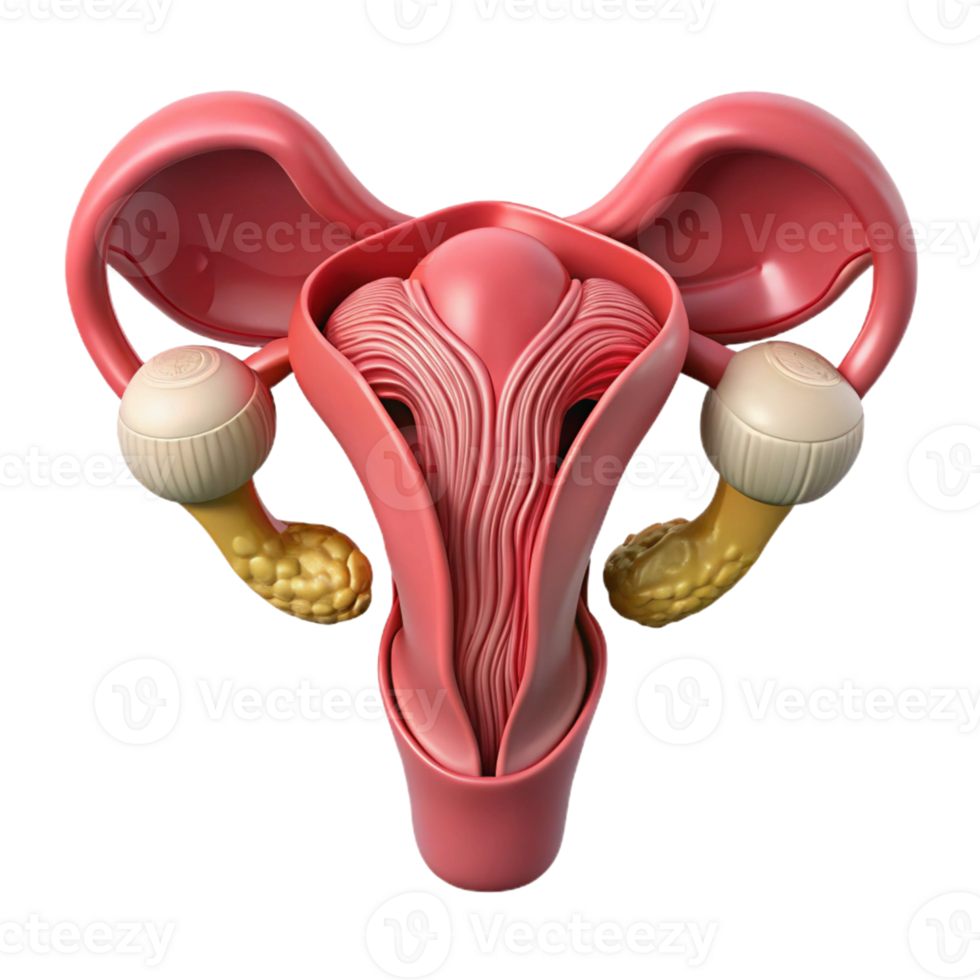 3D Render of Female Reproductive System Uterus png
