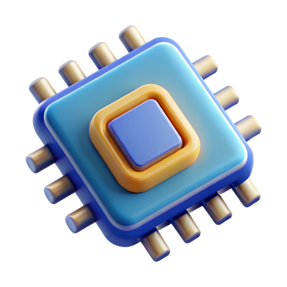 3D Render of a Colorful microchip png