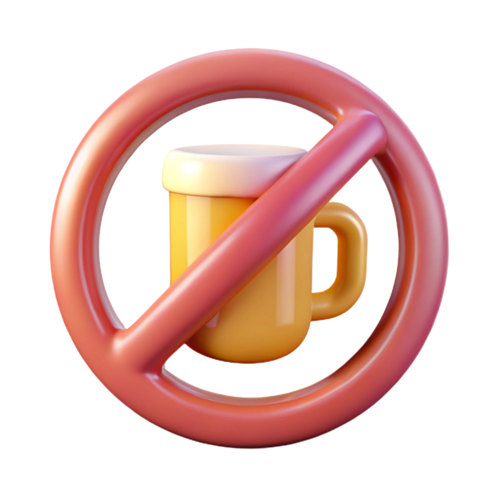 3D Render of No Alcohol Sign png
