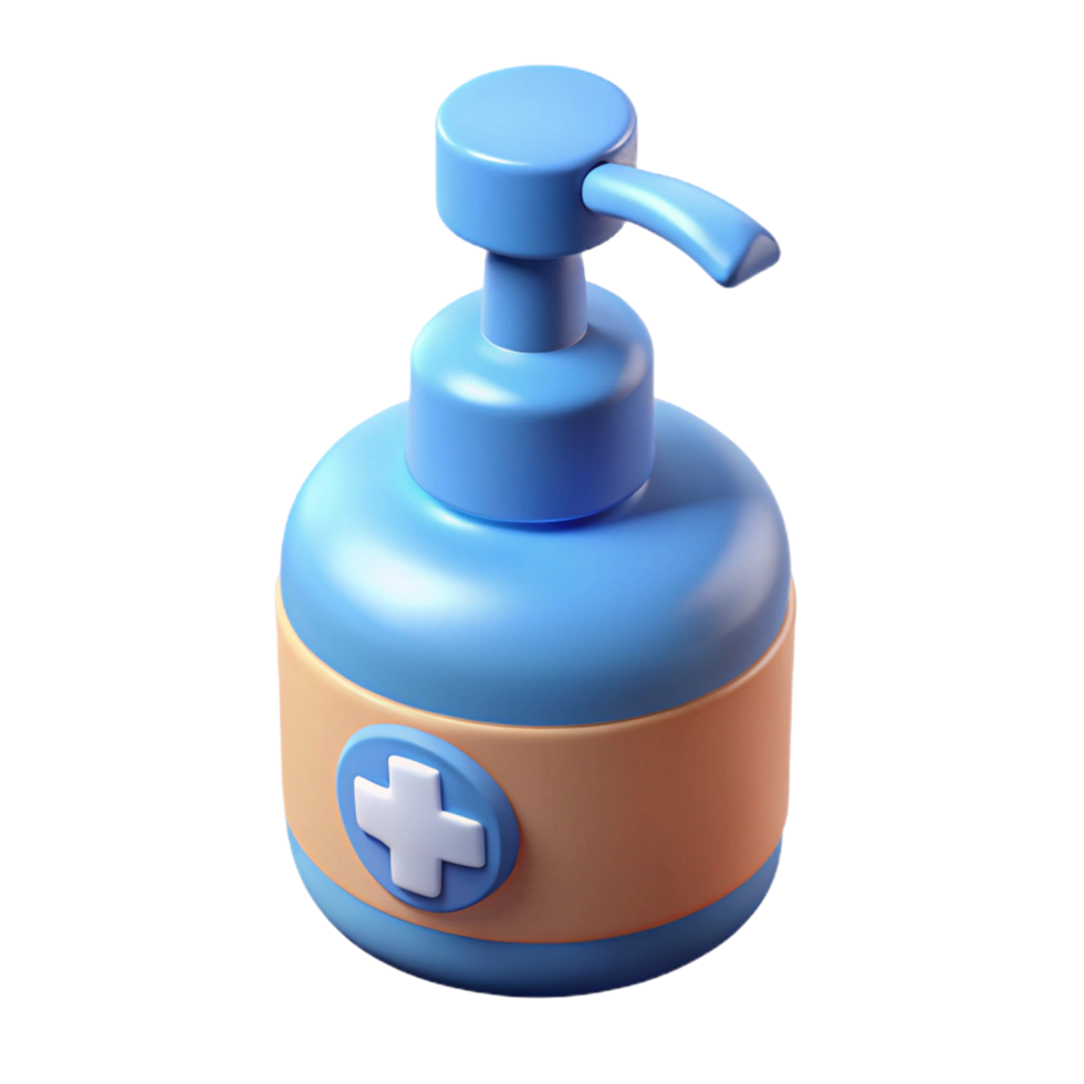 3D Render of a Cartoon-Style Hand Sanitizer Bottle png