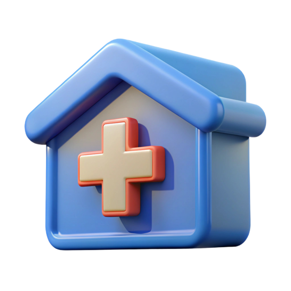 3D Render of a Cartoon-Style Hospital Building png