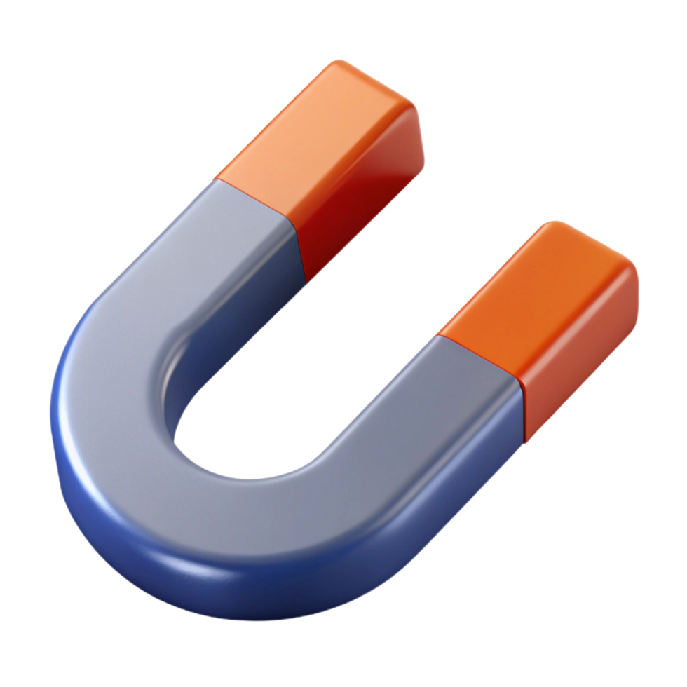 3D Render of a Horseshoe Magnet png