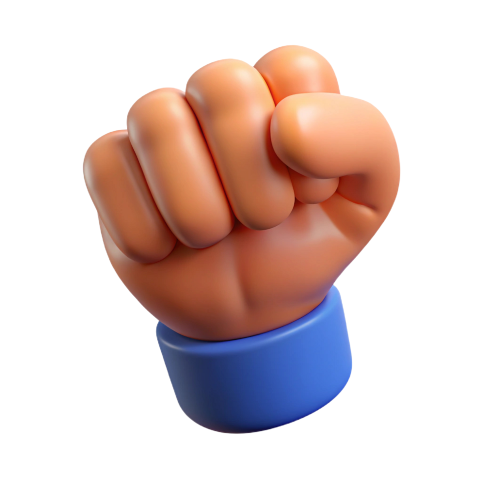 3D Render of a Cartoon Fist - Strength, Power png