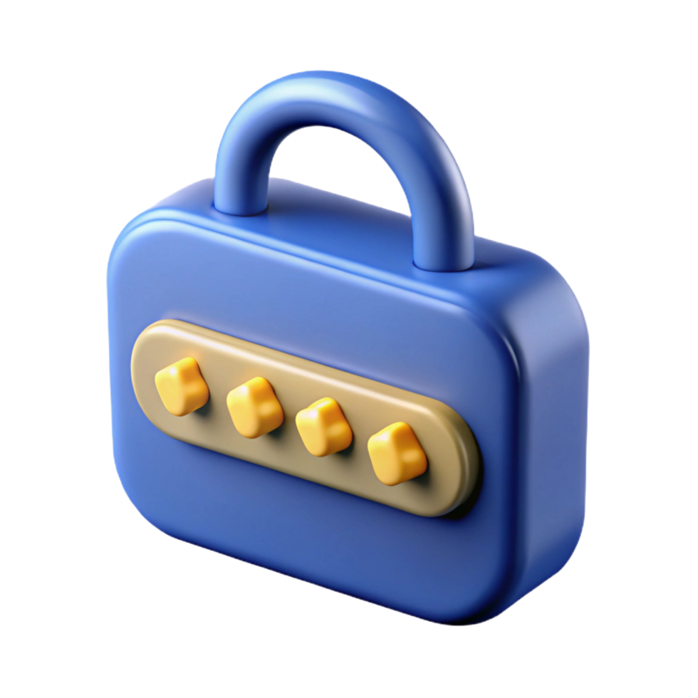 3D Render of a Blue Padlock png