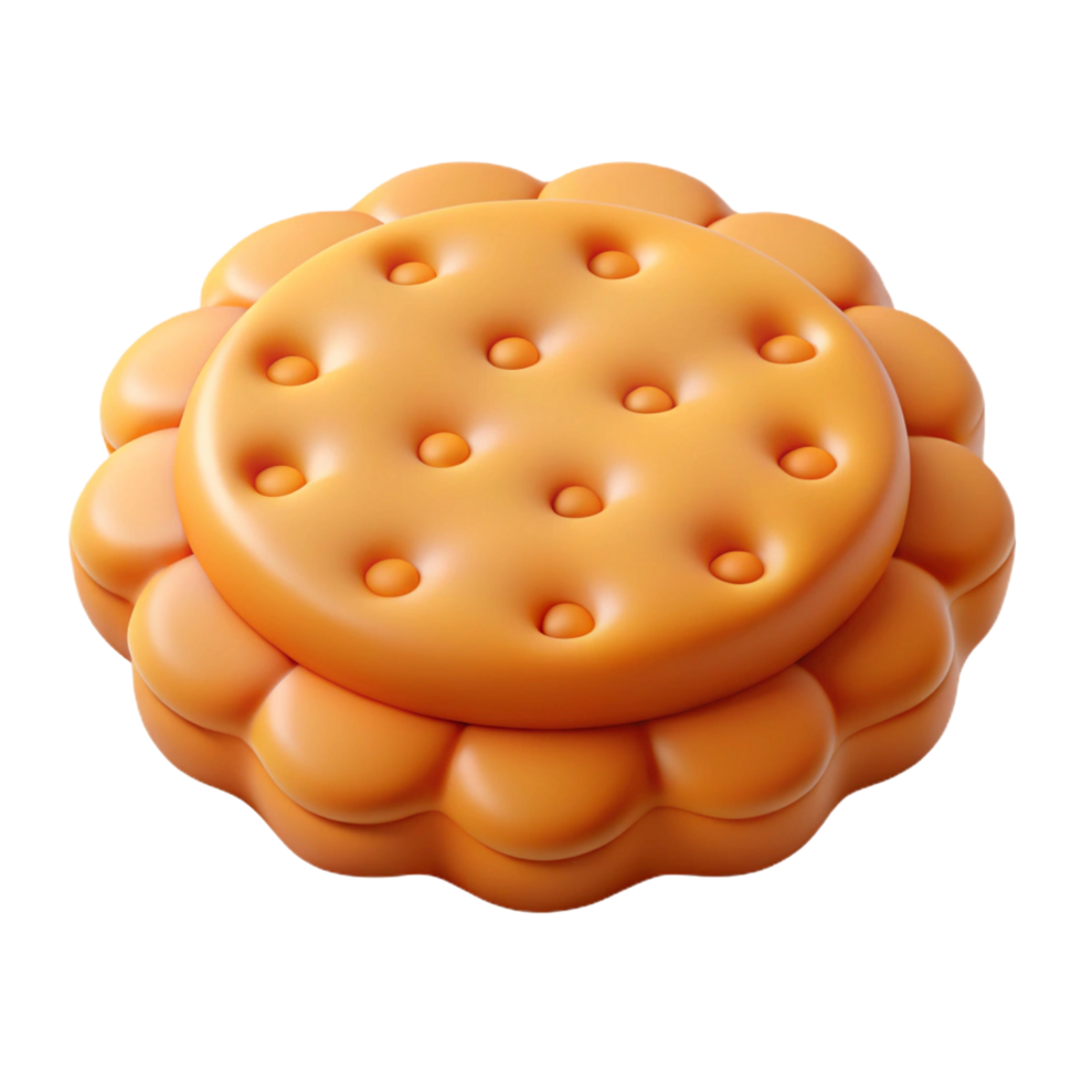 3D Render of a Delicious Round Biscuit or Cookie png