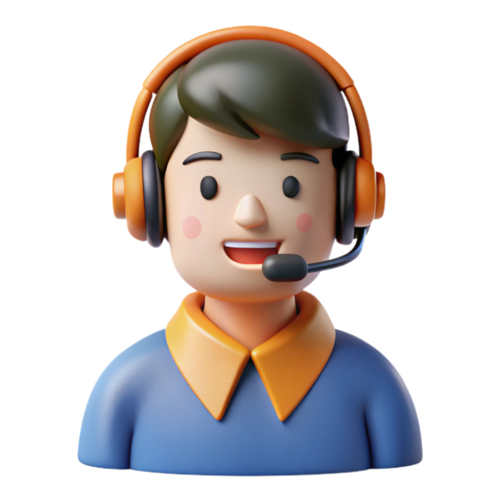 Friendly 3D Cartoon Customer Service png