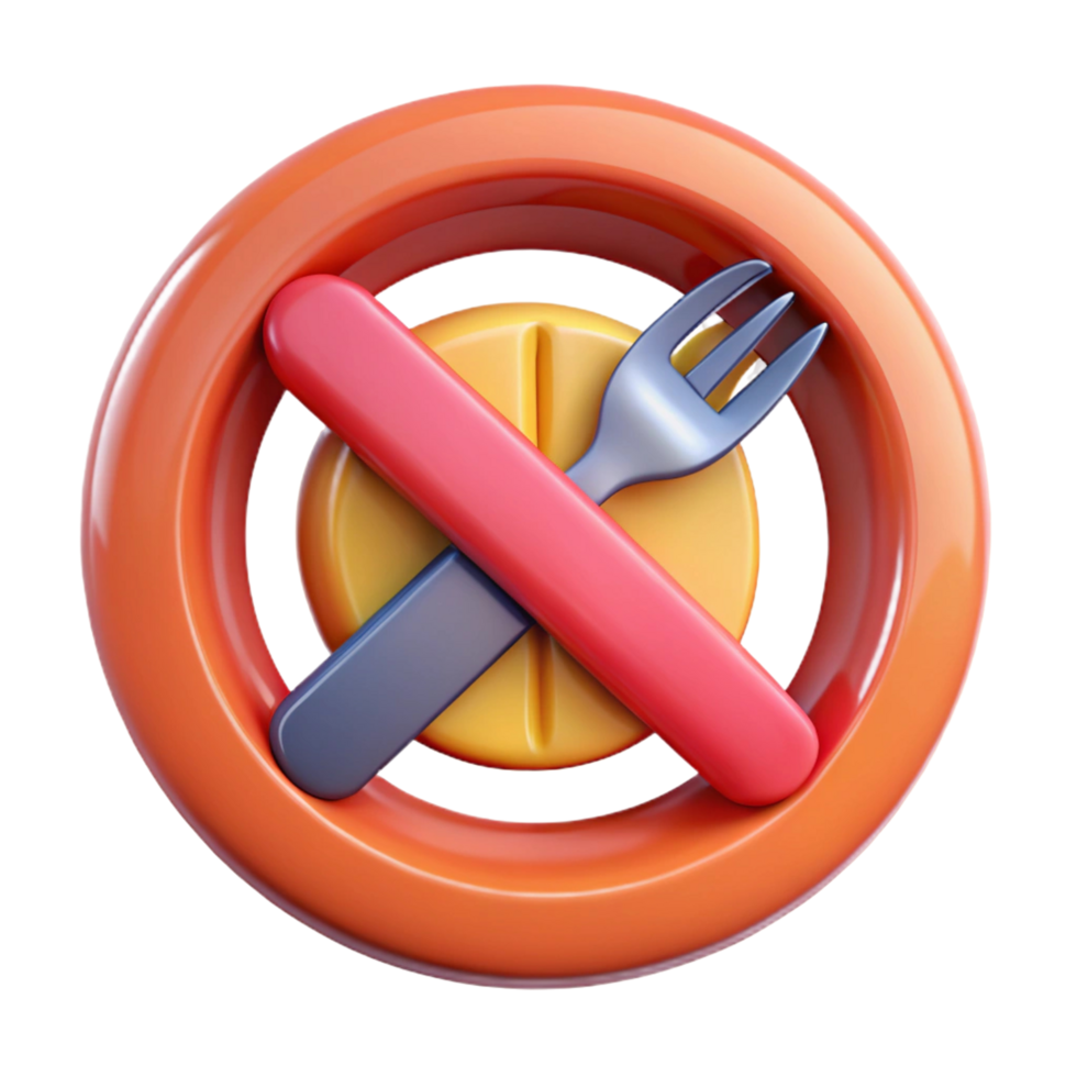 3D Render of No Food Icon Dietary Restrictions png
