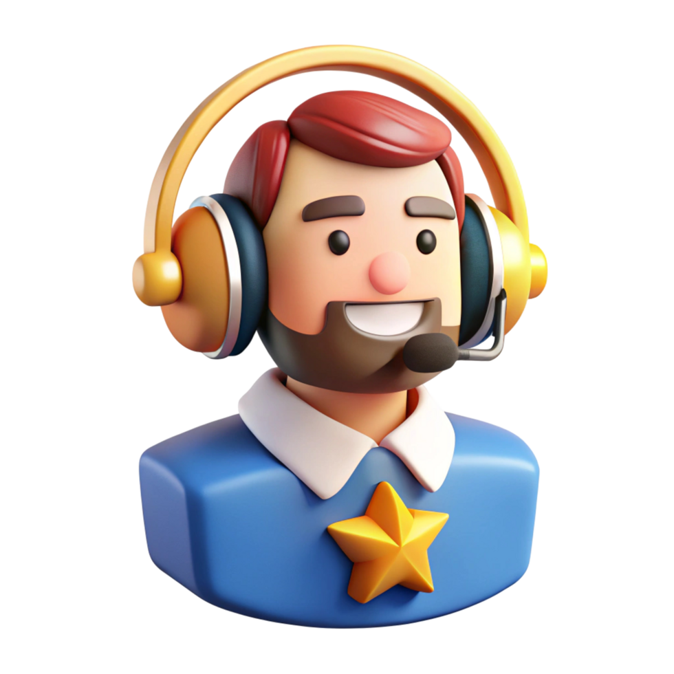 3D Render of a Smiling Customer Support png